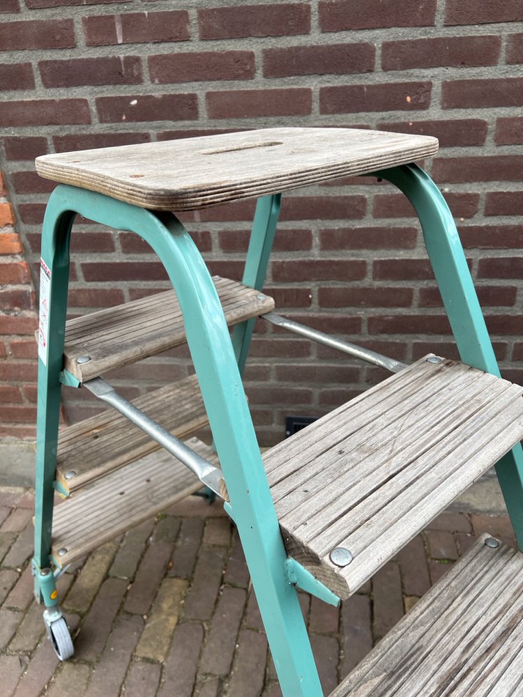 Industrial Rolling Step Ladder Stool, 1970s