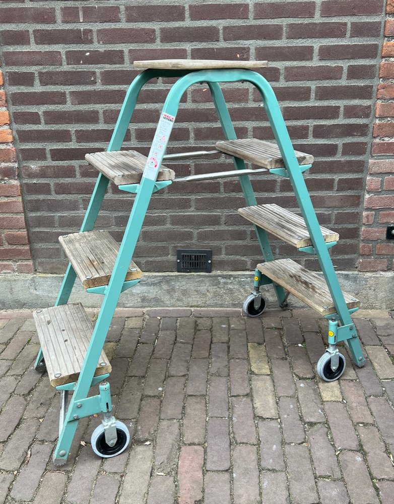 Industrial Rolling Step Ladder Stool, 1970s