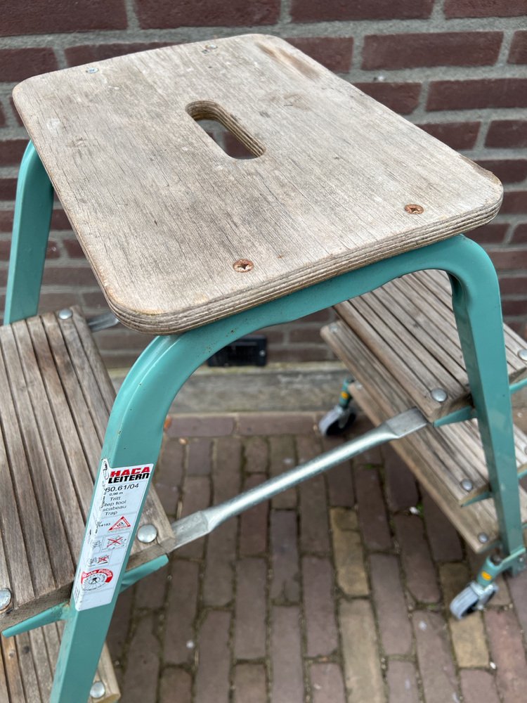 Industrial Rolling Step Ladder Stool, 1970s