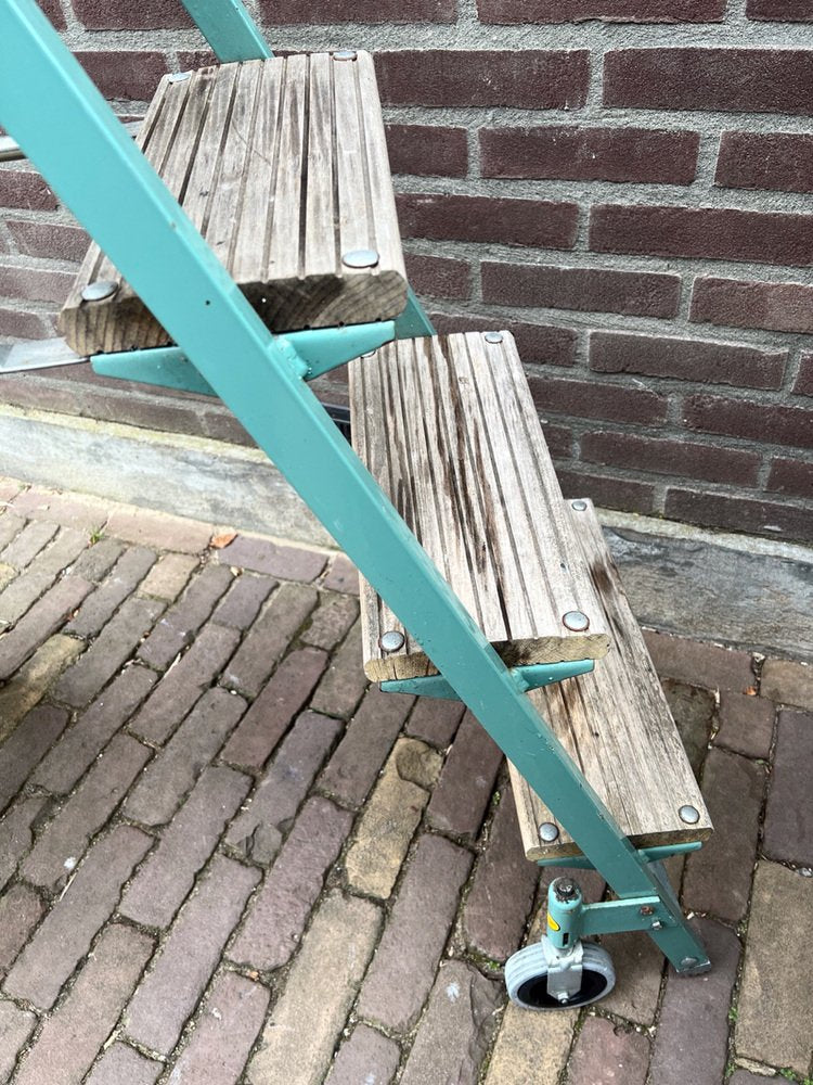 Industrial Rolling Step Ladder Stool, 1970s