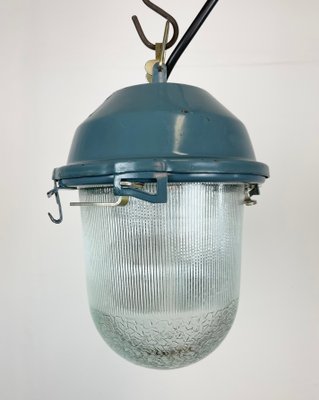 Industrial Soviet Bunker Pendant Light in Blue, 1970s-CGF-1351003