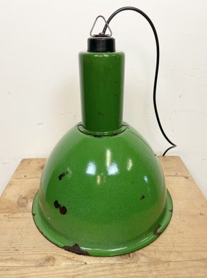 Industrial Soviet Green Enamel Pendant Lamp, 1960s-CGF-1404631