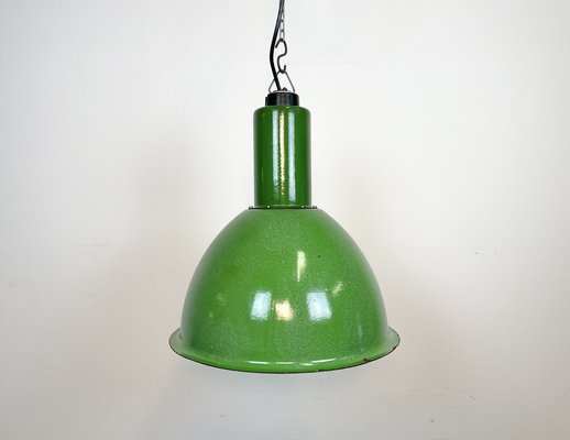 Industrial Soviet Green Enamel Pendant Lamp, 1960s-CGF-1404631