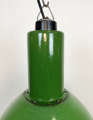 Industrial Soviet Green Enamel Pendant Lamp, 1960s-CGF-1404631