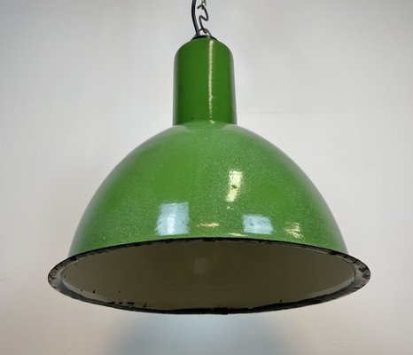 Industrial Soviet Green Enamel Pendant Lamp, 1960s-CGF-1404631