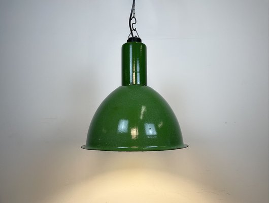 Industrial Soviet Green Enamel Pendant Lamp, 1960s-CGF-1404631