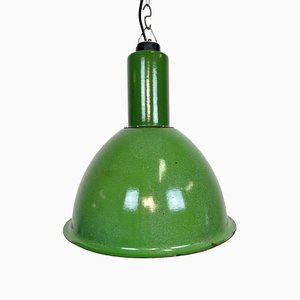 Industrial Soviet Green Enamel Pendant Lamp, 1960s-CGF-1404631