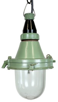 Industrial Soviet Green Pendant Light, 1960s-CGF-1703145