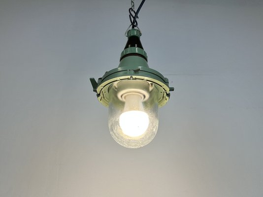 Industrial Soviet Green Pendant Light, 1960s-CGF-1703145