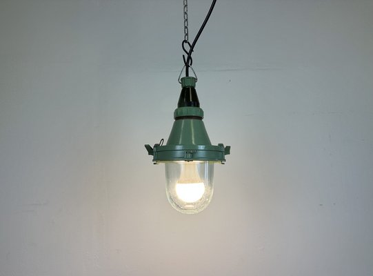 Industrial Soviet Green Pendant Light, 1960s-CGF-1703145