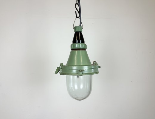 Industrial Soviet Green Pendant Light, 1960s-CGF-1703145