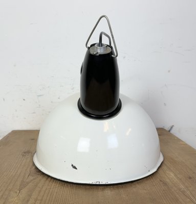 Industrial Soviet White Enamel Pendant Lamp, 1960s-CGF-1815238