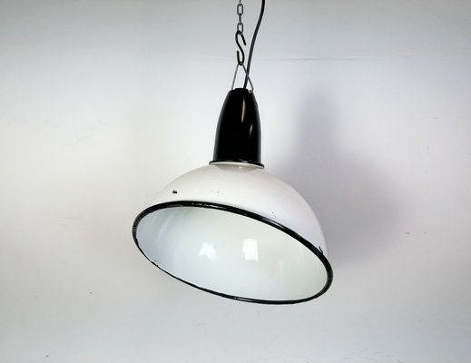 Industrial Soviet White Enamel Pendant Lamp, 1960s-CGF-1815238