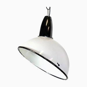 Industrial Soviet White Enamel Pendant Lamp, 1960s-CGF-1815238