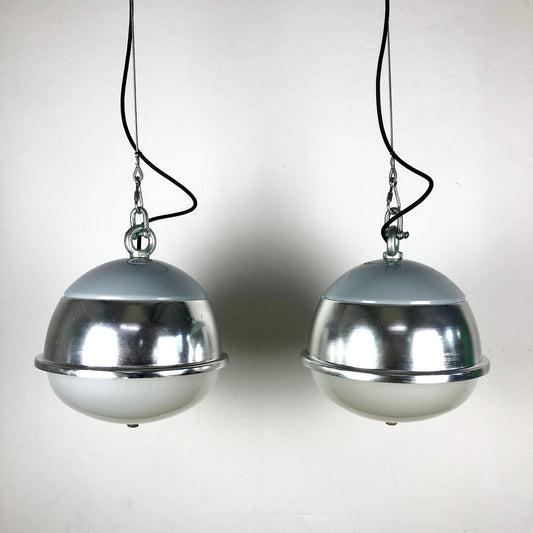 Industrial Spherical Mirror Lights Sp400x° from Hellux HLX Germany, 1960s, Set of 2