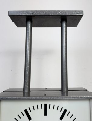 Industrial Square Double Sided Factory Ceiling Clock from Pragotron, 1970s-CGF-2043828