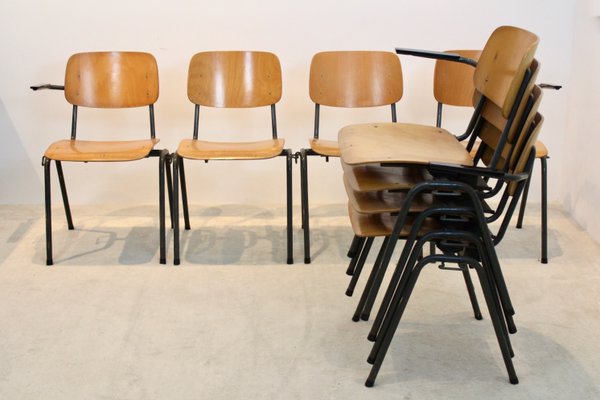 Industrial Stackable School Chairs in Plywood by Marko Holland, Set of 4-MO-1155847