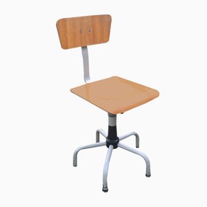 Industrial Stool with Backrest, 1970s-ROJ-835918