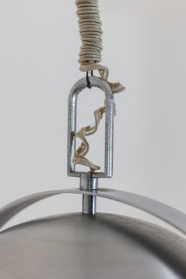 Industrial Style Pendant Light in Brushed and Opaline Metal, 1970s-CEJ-1807402