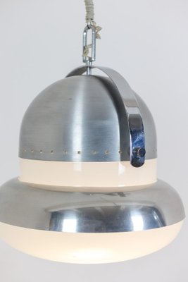 Industrial Style Pendant Light in Brushed and Opaline Metal, 1970s-CEJ-1807402