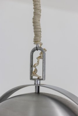 Industrial Style Pendant Light in Brushed and Opaline Metal, 1970s-CEJ-1807402