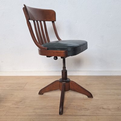 Industrial Swivel Chair with Leather Seat from Stoll, 1940s-WK-2018398