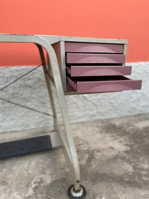 Industrial Typist's Desk in Metal with Drawers and Adjustable Foot from Olivetti, 1970s-GTS-999486