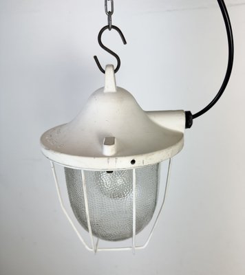 Industrial White Bunker Cage Light from Polam Gdansk, 1970s-CGF-2043849