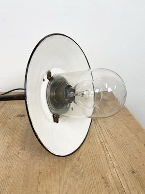 Industrial White Enamel and Cast Iron Pendant Light from Helo Leuchten, 1950s-CGF-1408529