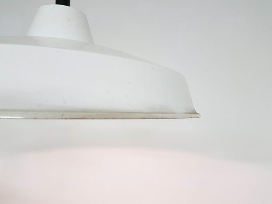 Industrial White Enamel Ceiling Lamp, 1960s-ZO-633478