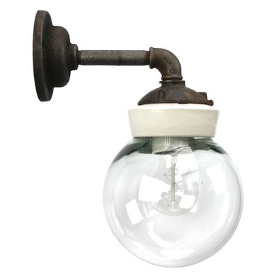 Industrial White Porcelain and Clear Glass Sconces-BLS-1324863