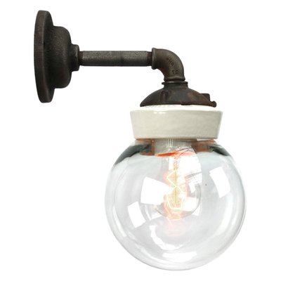 Industrial White Porcelain and Clear Glass Sconces-BLS-1324863