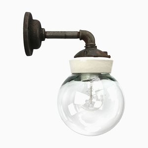 Industrial White Porcelain and Clear Glass Sconces-BLS-1324863