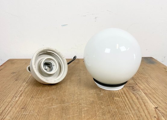 Industrial White Porcelain Pendant Light with Milk Glass, 1970s-CGF-1393517