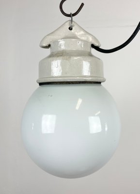 Industrial White Porcelain Pendant Light with Milk Glass, 1970s-CGF-1393517