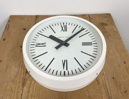 Industrial White Soviet Bakelite Factory Wall Clock from Strela, 1980s-CGF-1260650