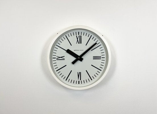 Industrial White Soviet Bakelite Factory Wall Clock from Strela, 1980s-CGF-1260650