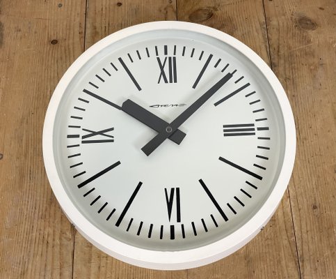 Industrial White Soviet Bakelite Factory Wall Clock from Strela, 1980s-CGF-1260650