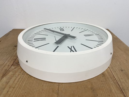 Industrial White Soviet Bakelite Factory Wall Clock from Strela, 1980s-CGF-1260650