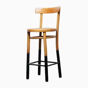 Industrial Wood and Metal Stool with Backrest-CIP-1104652