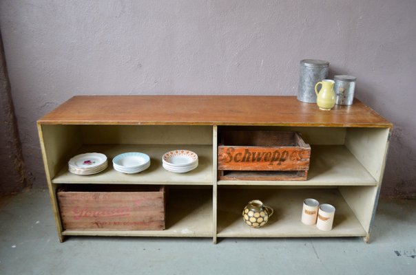 Industrial Wooden Sideboard with Shelves, 1950s-AIU-873536