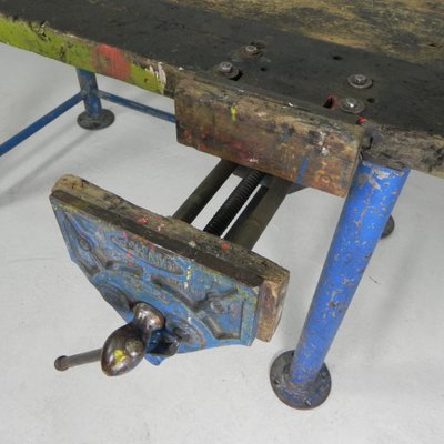 Industrial Workbench with Paramo Vice, 1950s-TL-1808054