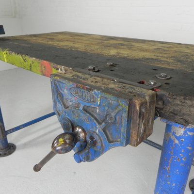 Industrial Workbench with Paramo Vice, 1950s-TL-1808054