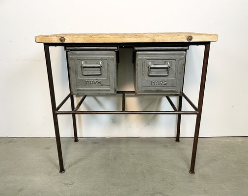 Industrial Worktable with Iron Drawers, 1960s-CGF-1408515