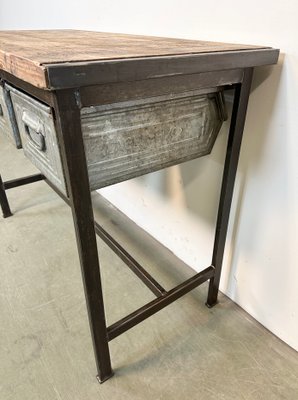 Industrial Worktable with Three Iron Drawers, 1960s-CGF-1438745