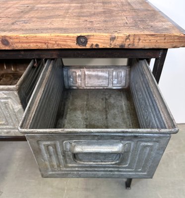 Industrial Worktable with Three Iron Drawers, 1960s-CGF-1438745