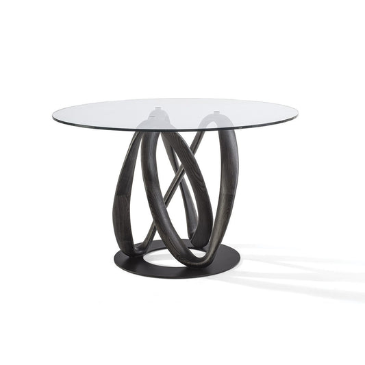 INFINITY - Round table (Dimesion - Ø 150 / Base Metal - Chrome plated / Table Top Material - Glass)