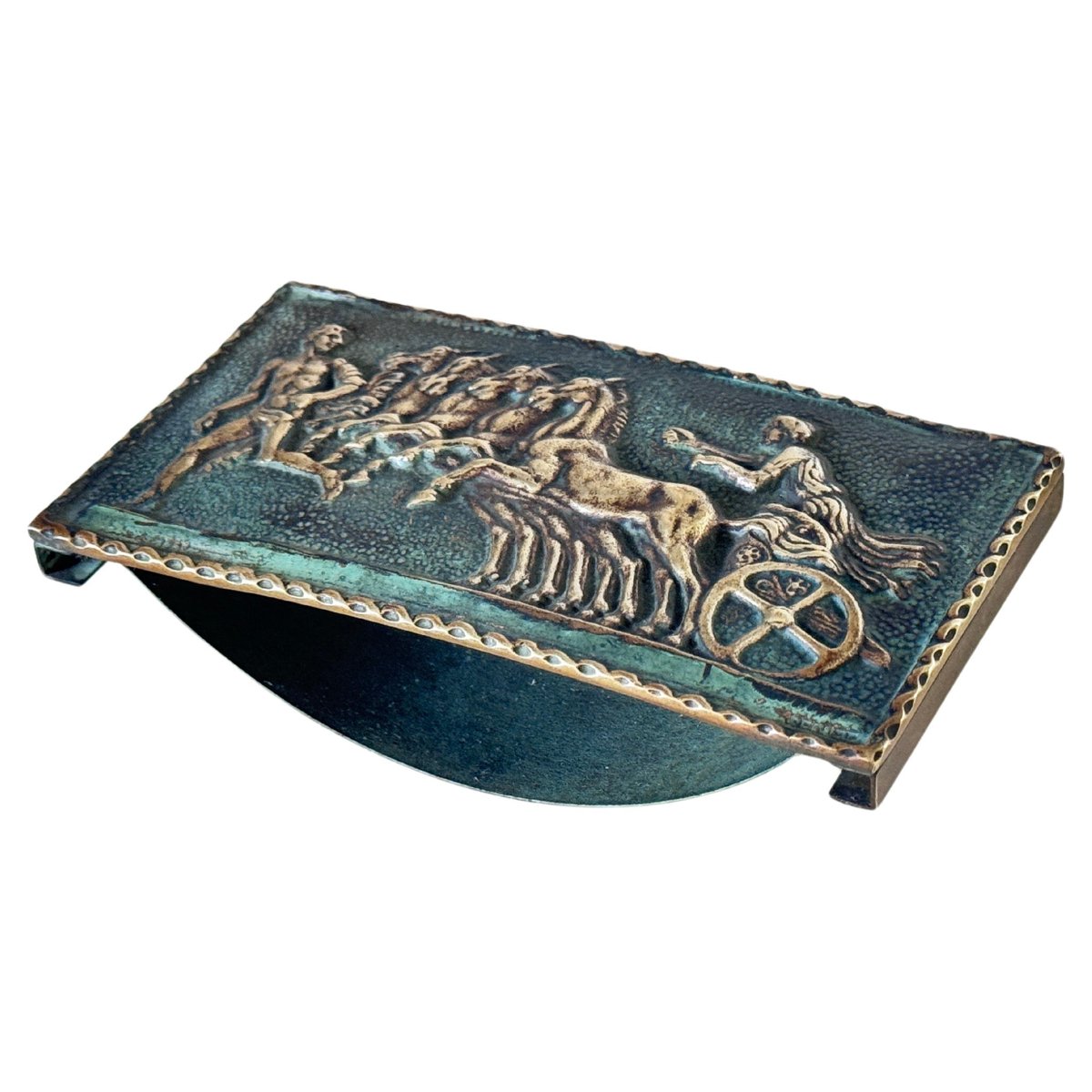 Ink Pad in Bronze Gold and Green Color attributed to Le Verrier, France