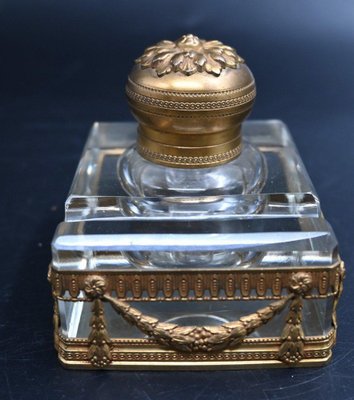 Inkwell in Gilt Bronze and Crystal-RIK-1764091