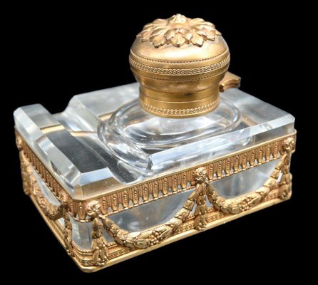 Inkwell in Gilt Bronze and Crystal-RIK-1764091